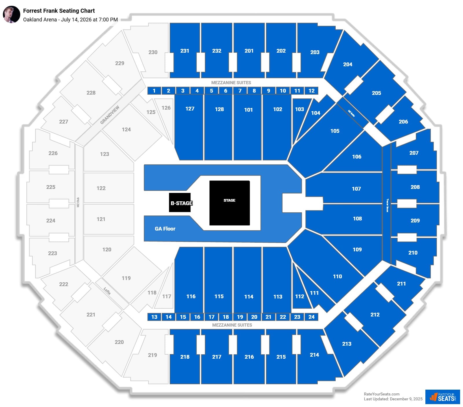 Forrest Frank seating chart Oakland Arena