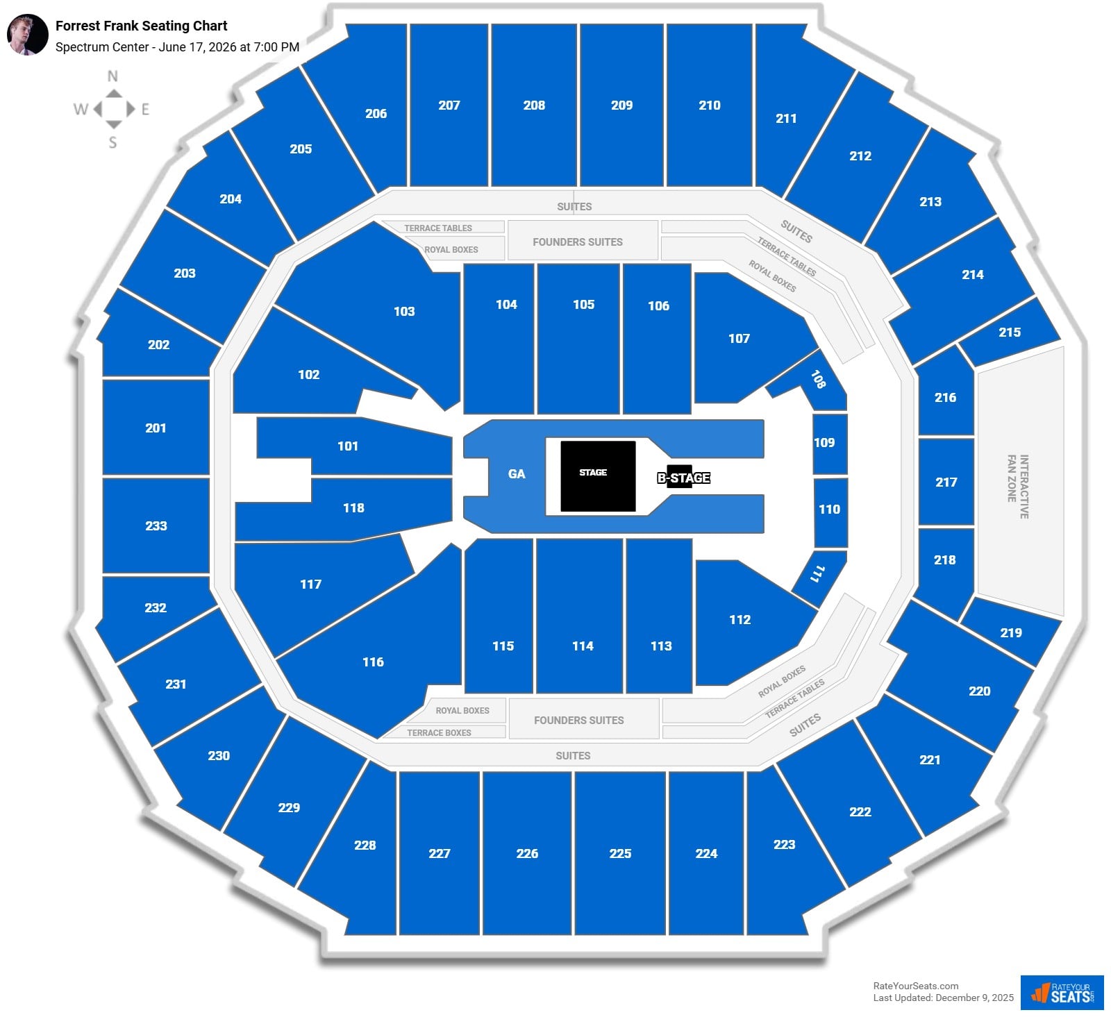 Forrest Frank seating chart Spectrum Center