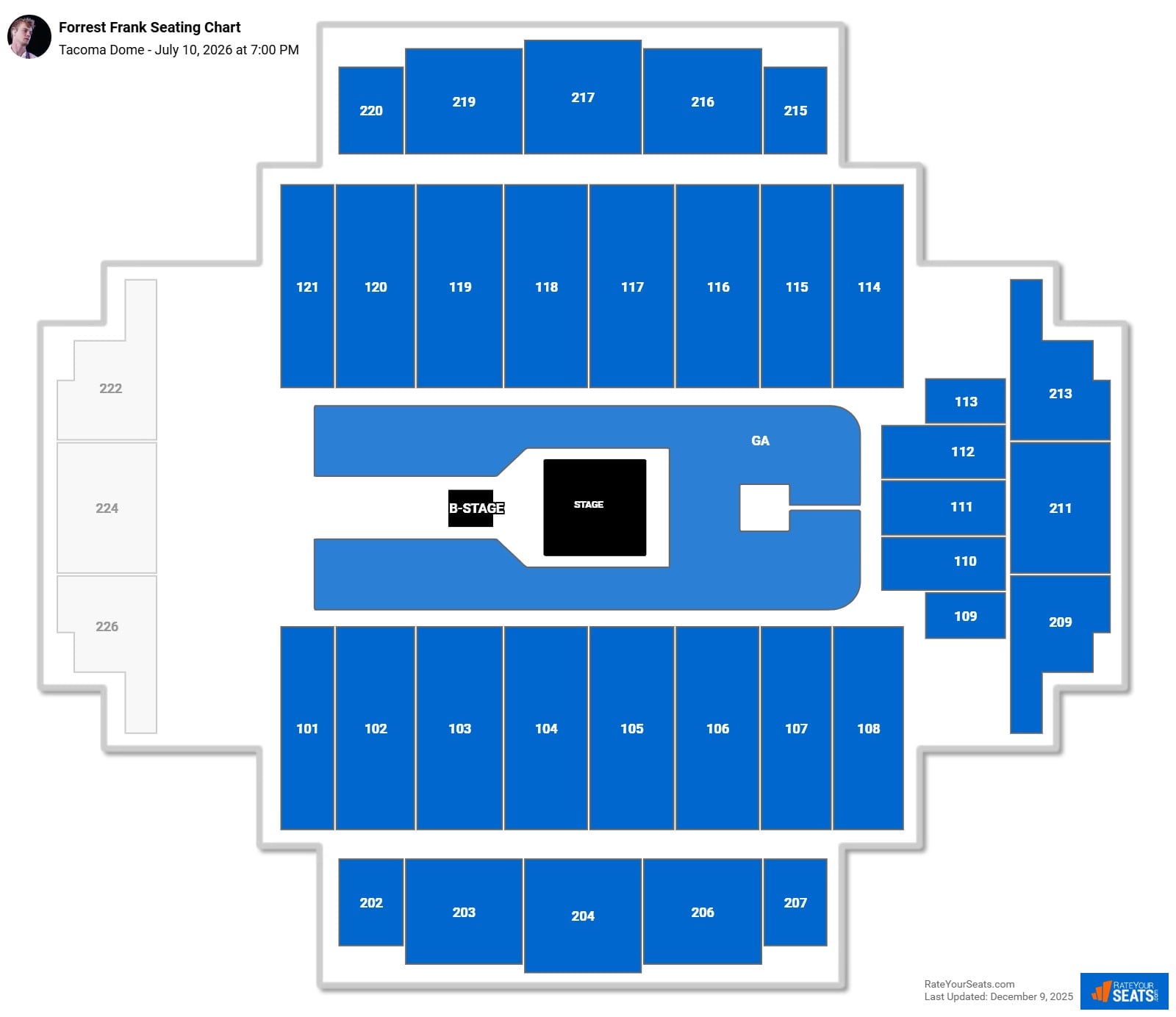 Forrest Frank seating chart Tacoma Dome