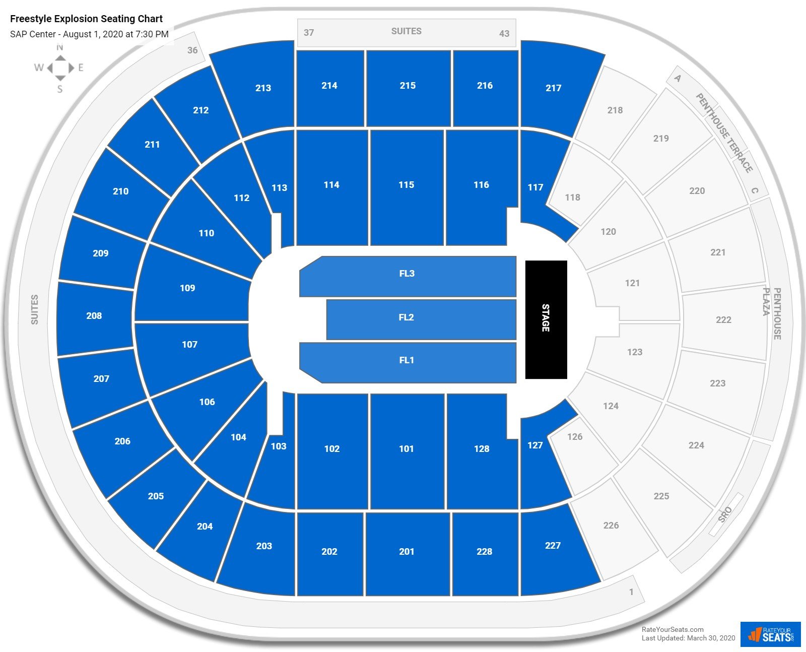 SAP Center Seating Charts for Concerts - RateYourSeats.com