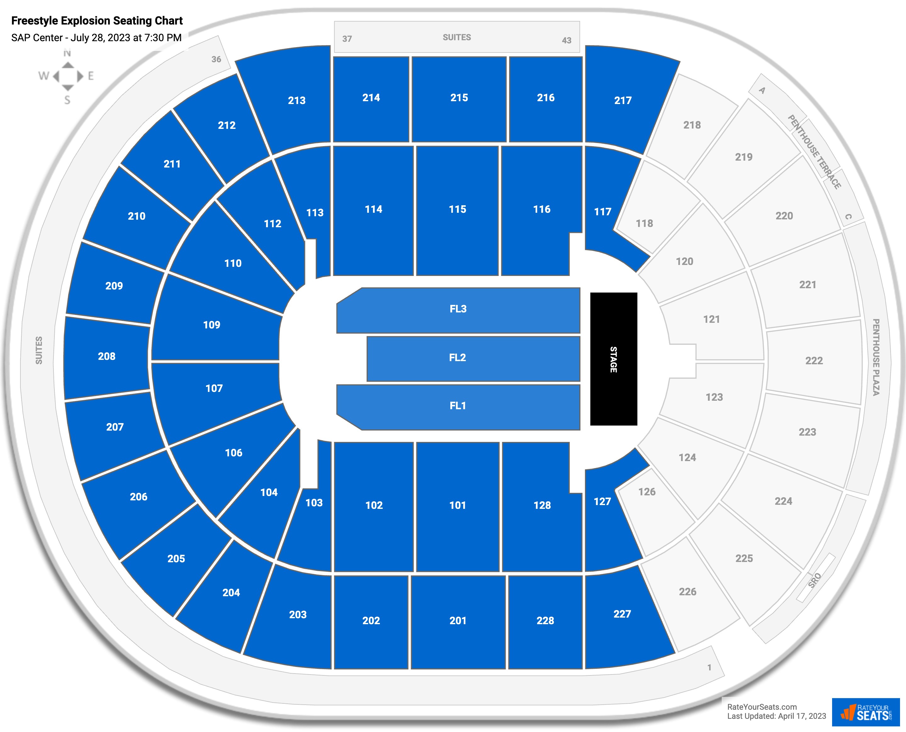 SAP Center Concert Seating Chart