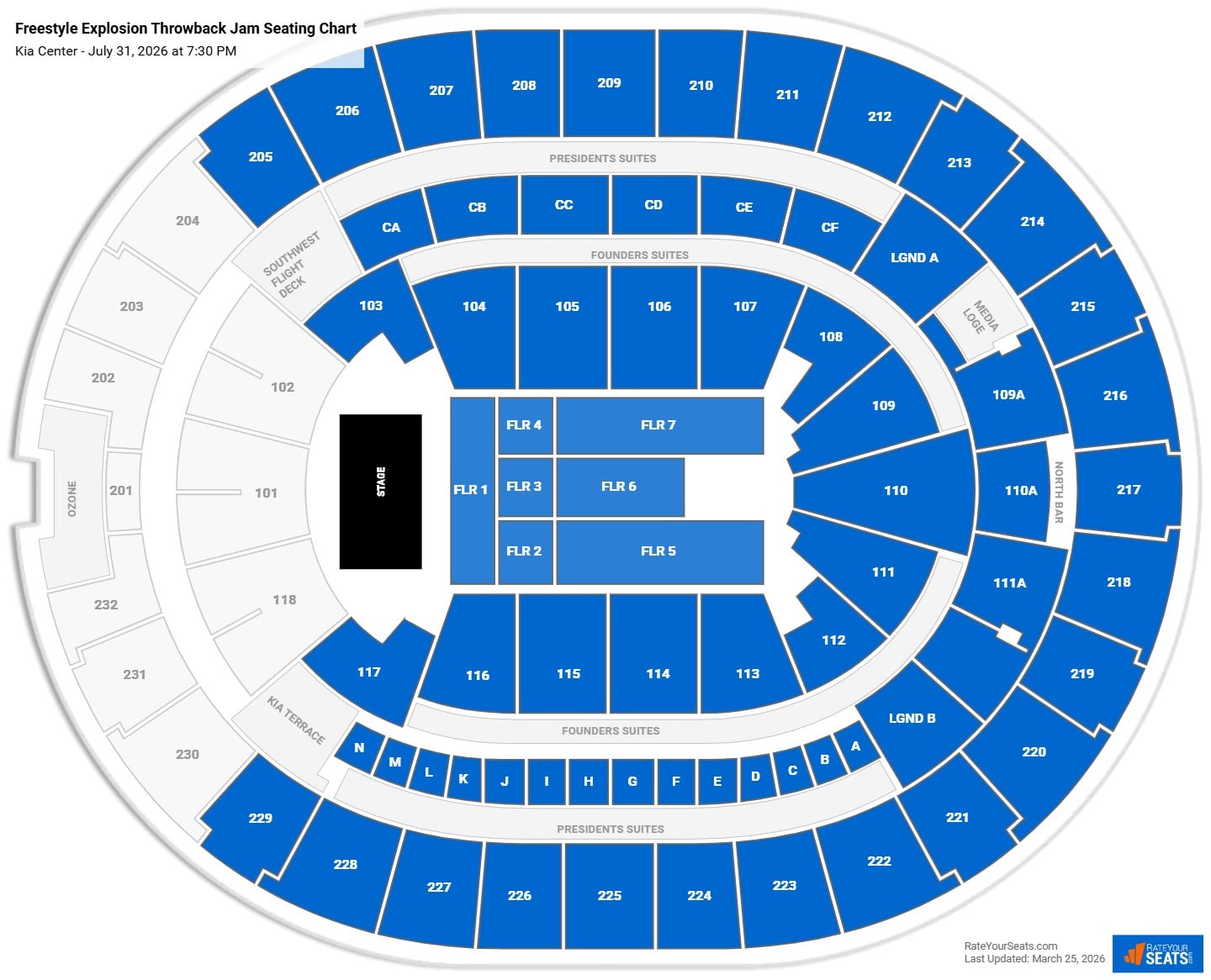 Freestyle Explosion Throwback Jam seating chart Kia Center