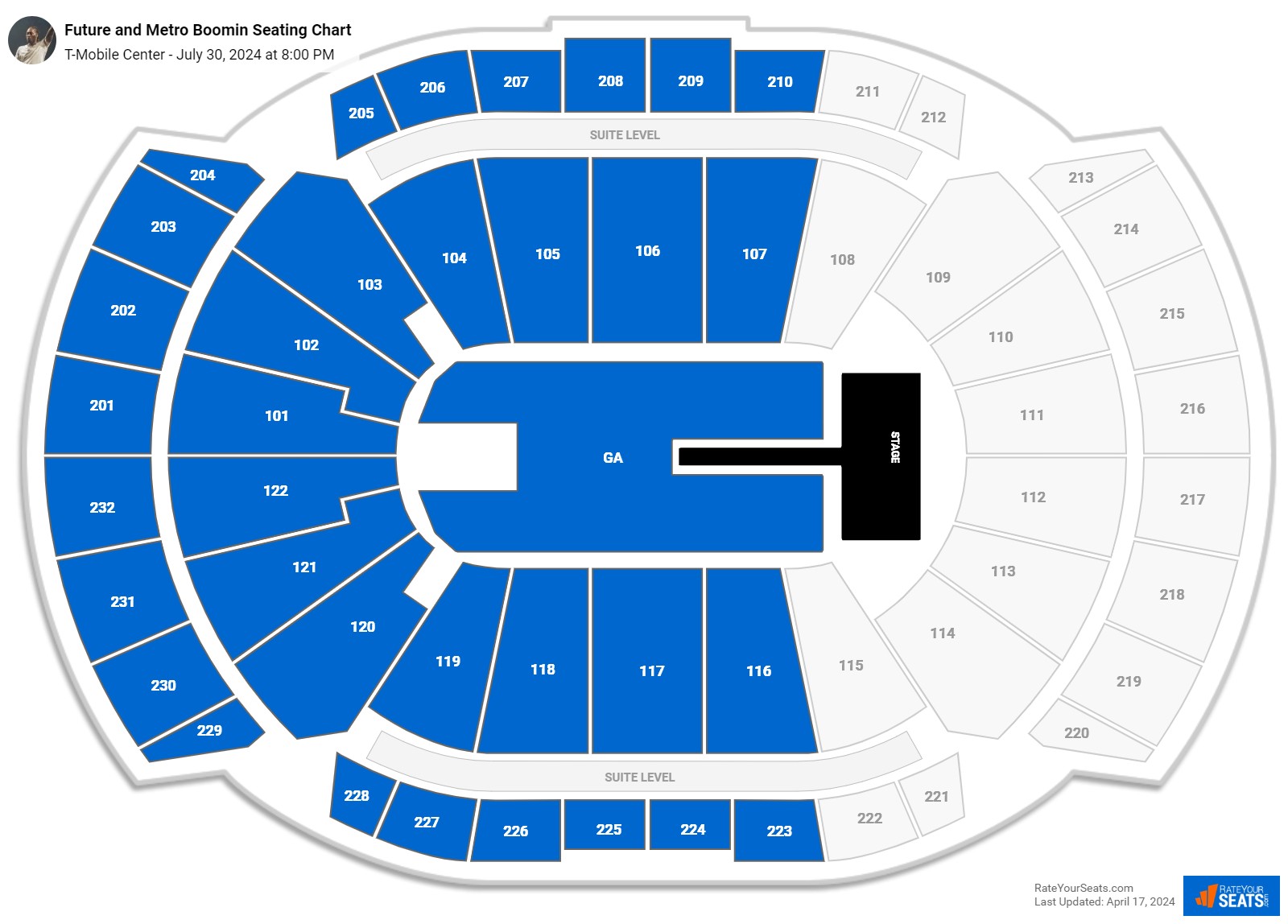 T-Mobile Center Concert Seating Chart - RateYourSeats.com