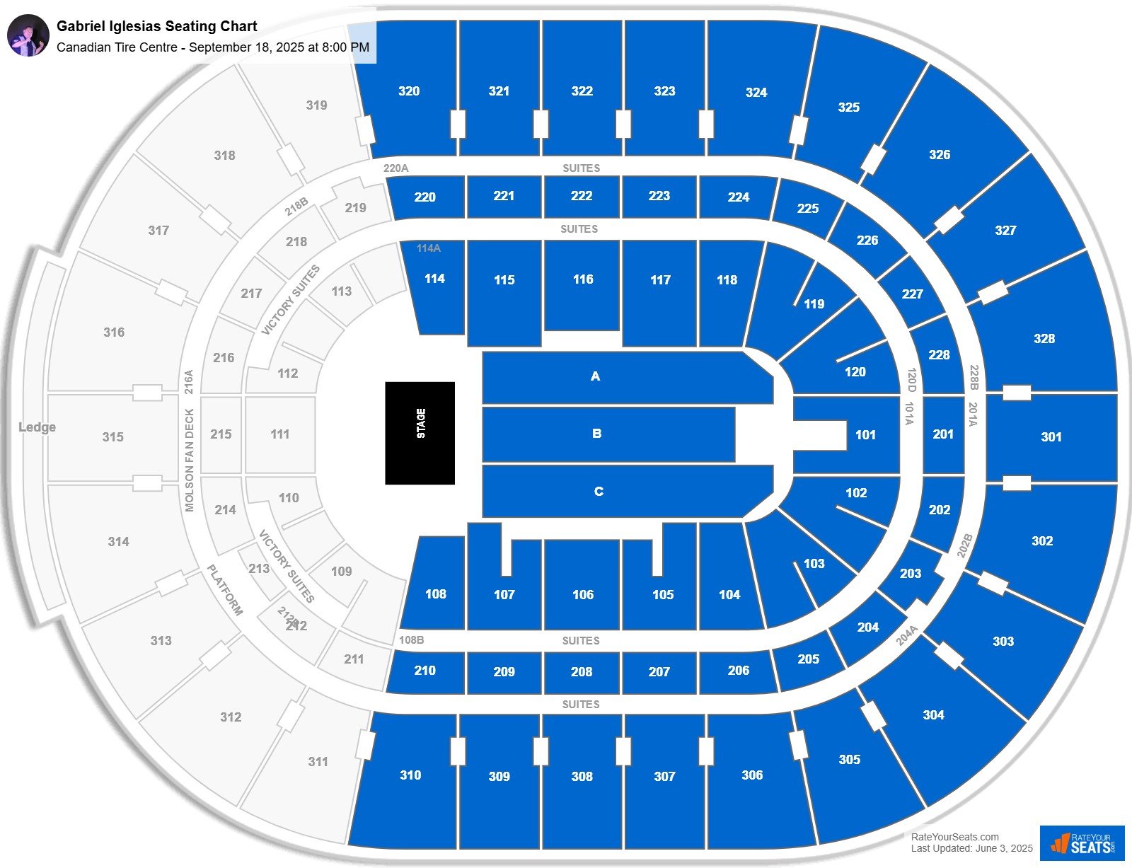Gabriel Iglesias seating chart Canadian Tire Centre