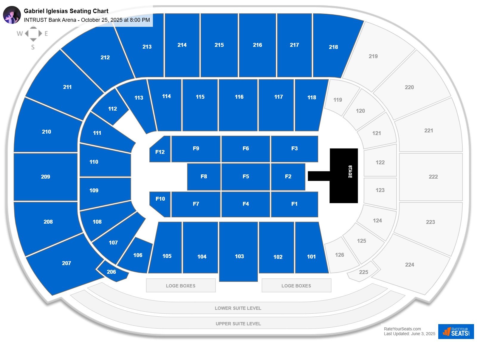 Gabriel Iglesias seating chart INTRUST Bank Arena