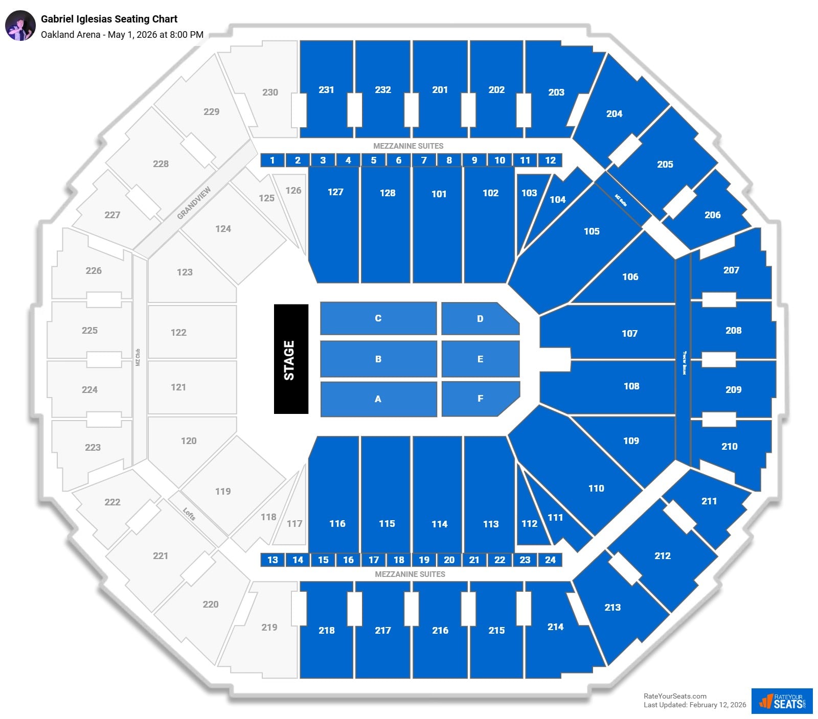 Gabriel Iglesias seating chart Oakland Arena