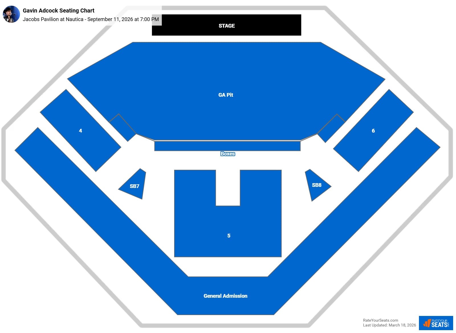 Gavin Adcock seating chart Jacobs Pavilion at Nautica