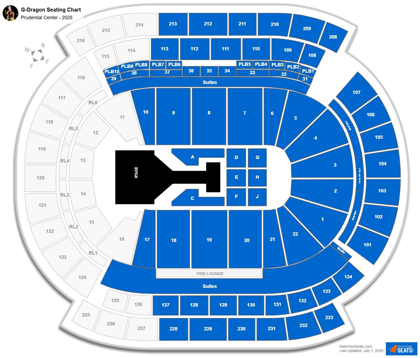G-Dragon seating chart Prudential Center