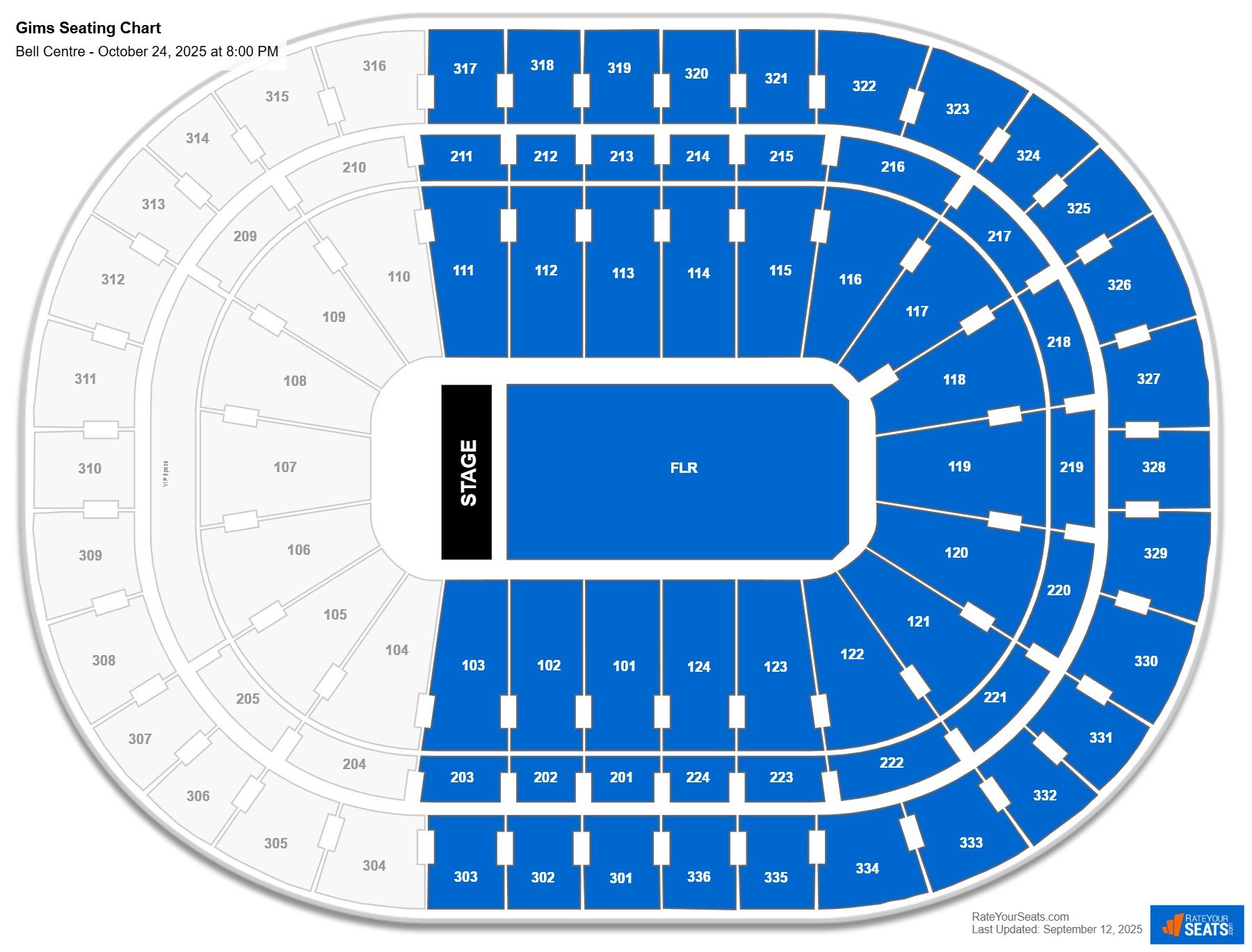 Gims seating chart Bell Centre