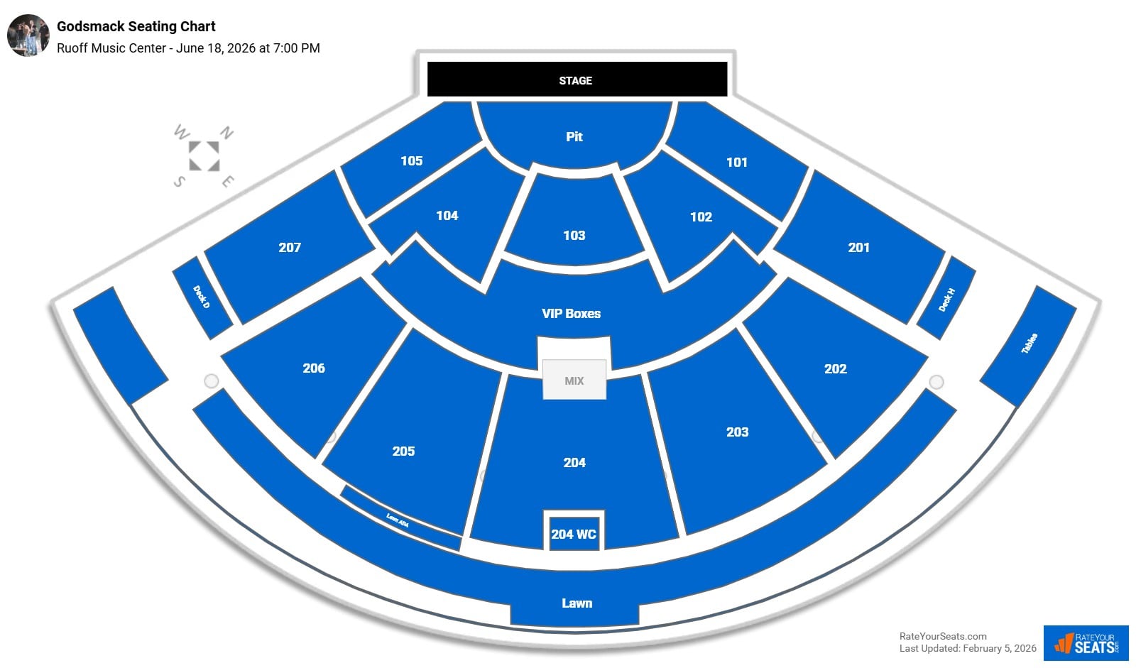 Godsmack seating chart Ruoff Music Center