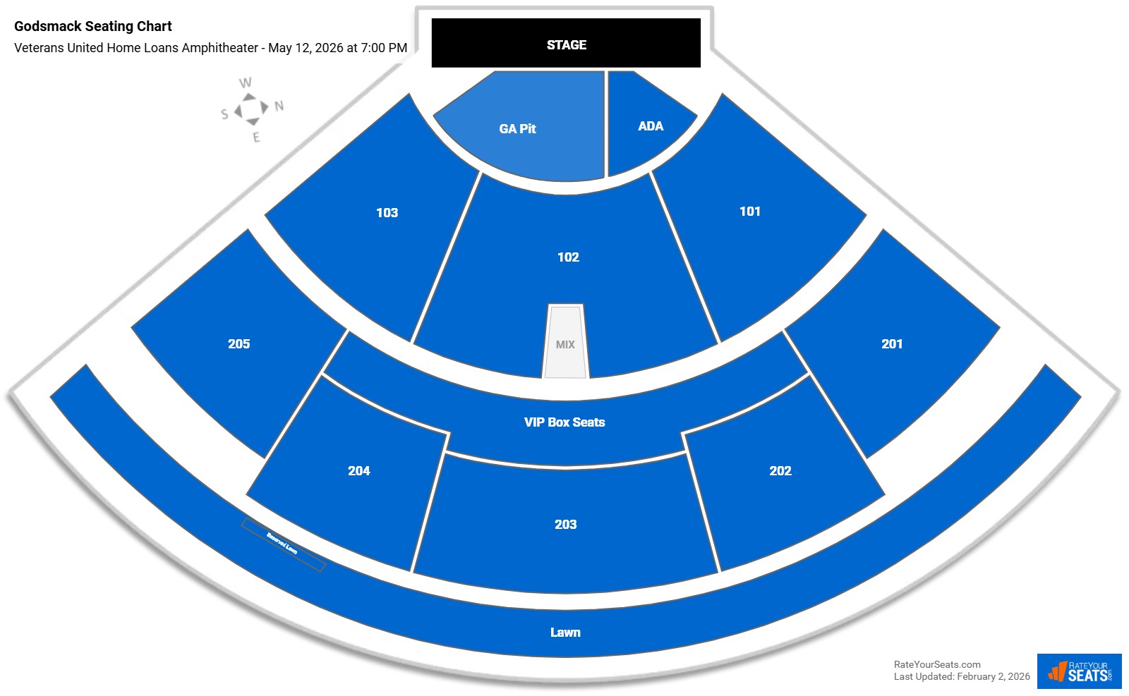 Godsmack seating chart Veterans United Home Loans Amphitheater