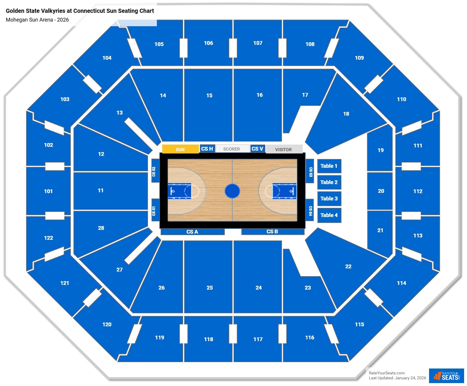 Golden State Valkyries at Connecticut Sun seating chart Mohegan Sun Arena