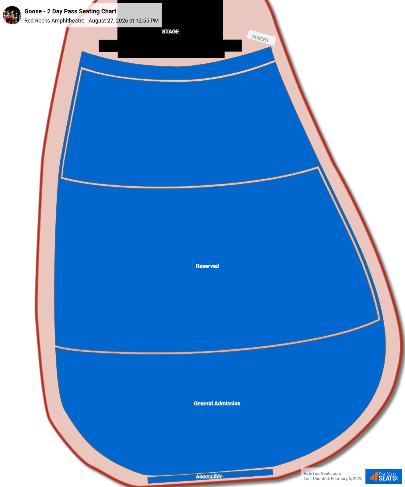 Goose - 2 Day Pass seating chart Red Rocks Amphitheatre
