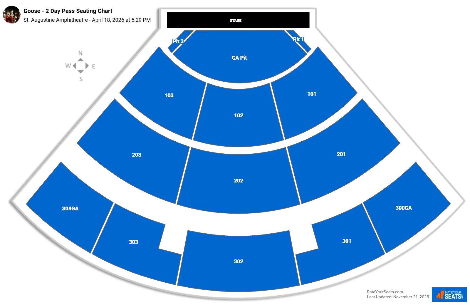 Goose - 2 Day Pass seating chart St. Augustine Amphitheatre