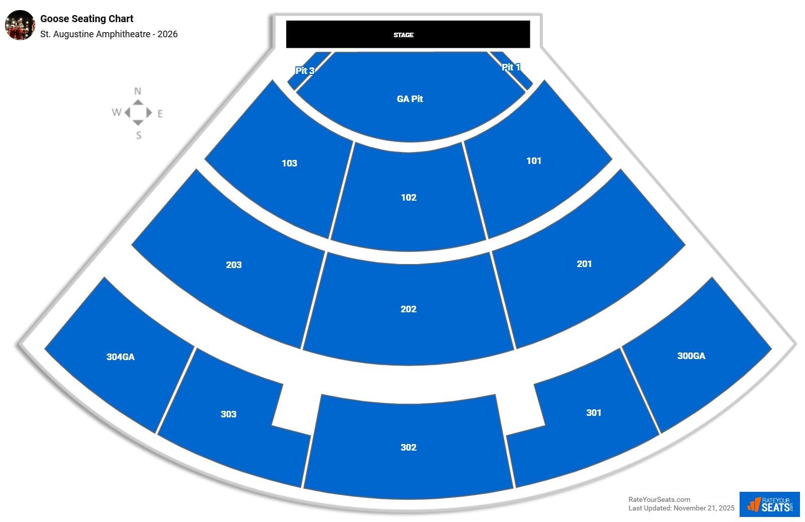 Goose seating chart St. Augustine Amphitheatre