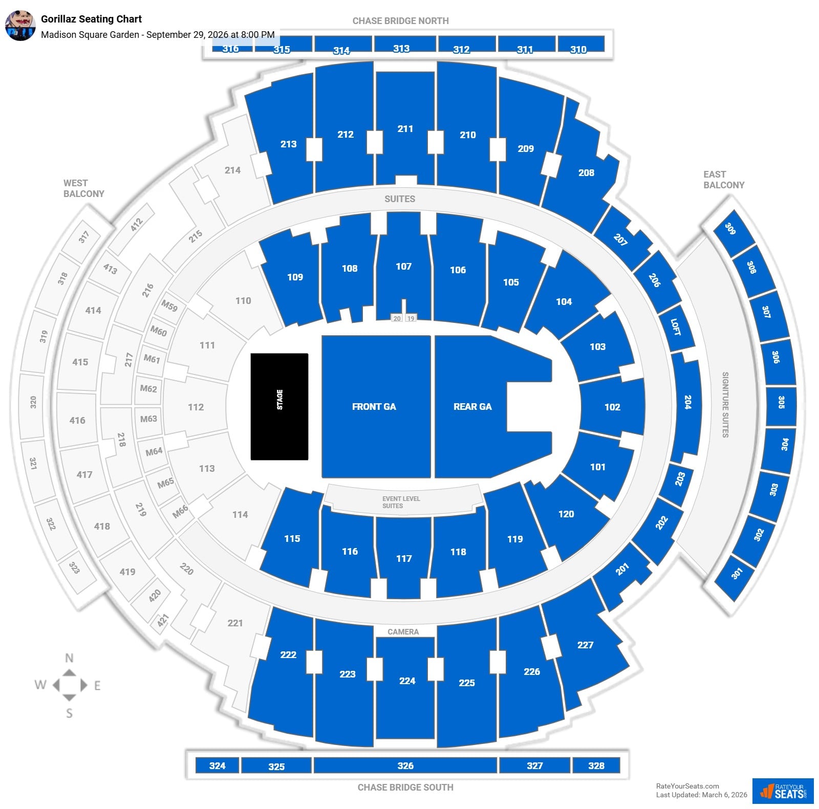 Gorillaz seating chart Madison Square Garden