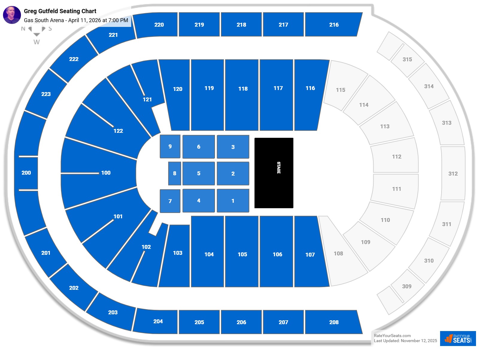 Greg Gutfeld seating chart Gas South Arena