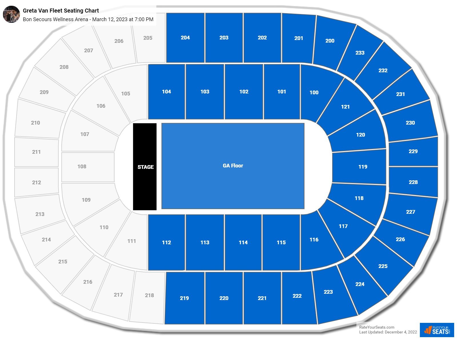 Bon Secours Wellness Arena Concert Seating Chart - RateYourSeats.com