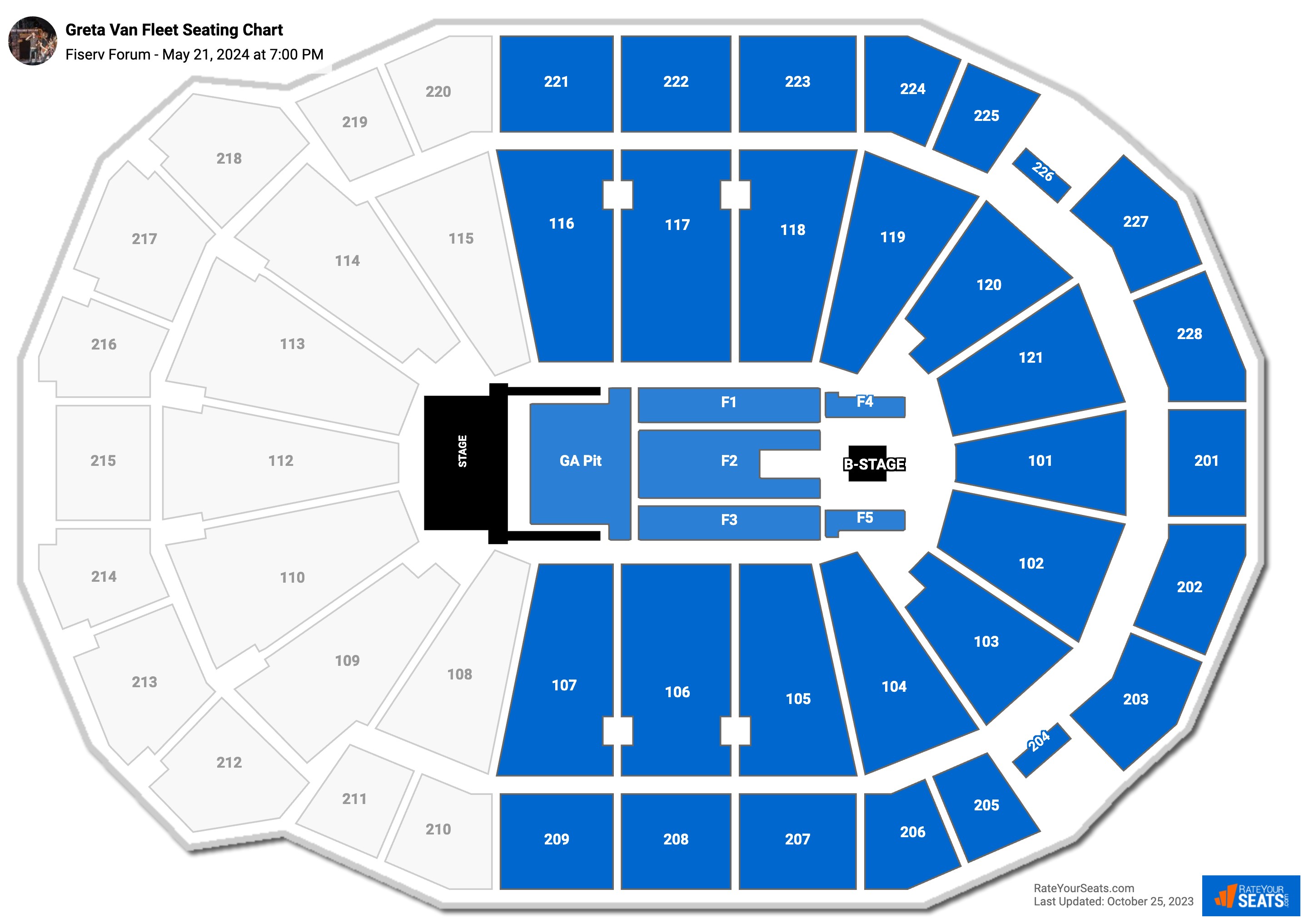 Fiserv Forum Concert Seating Chart - RateYourSeats.com