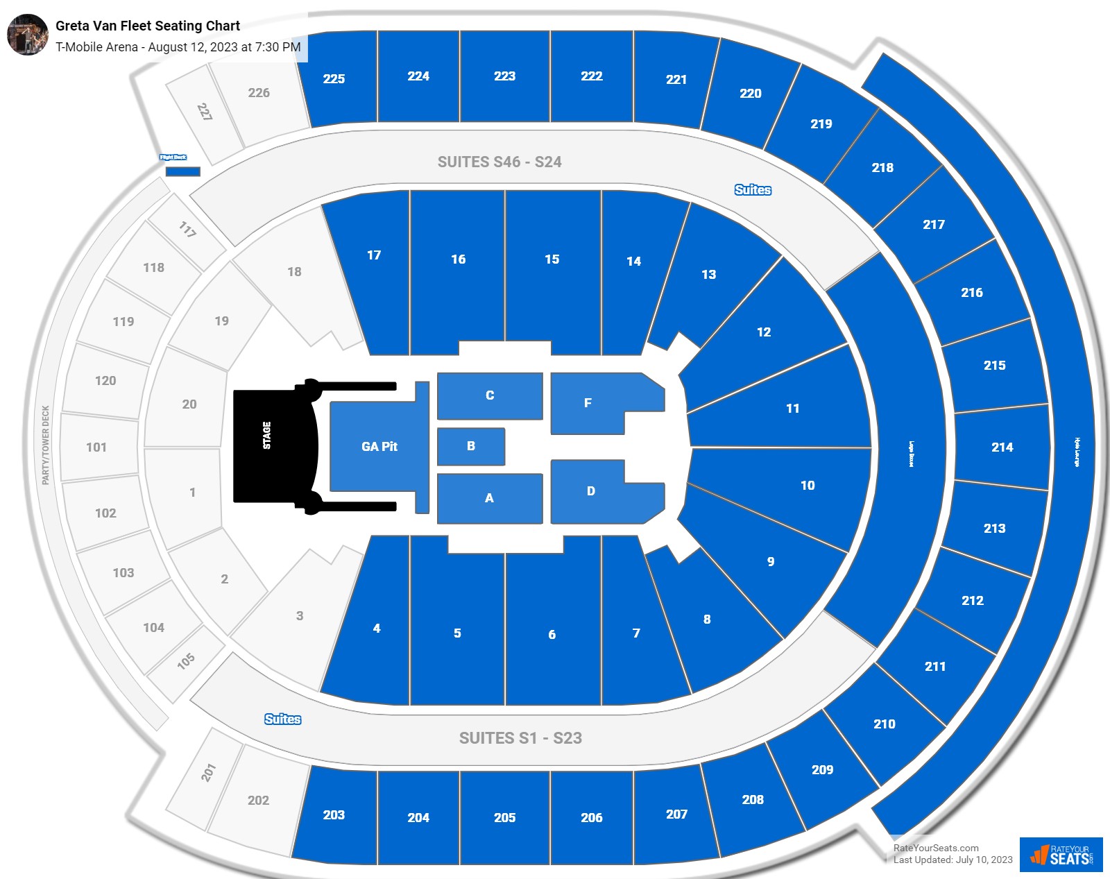 T-Mobile Arena Concert Seating Chart - RateYourSeats.com