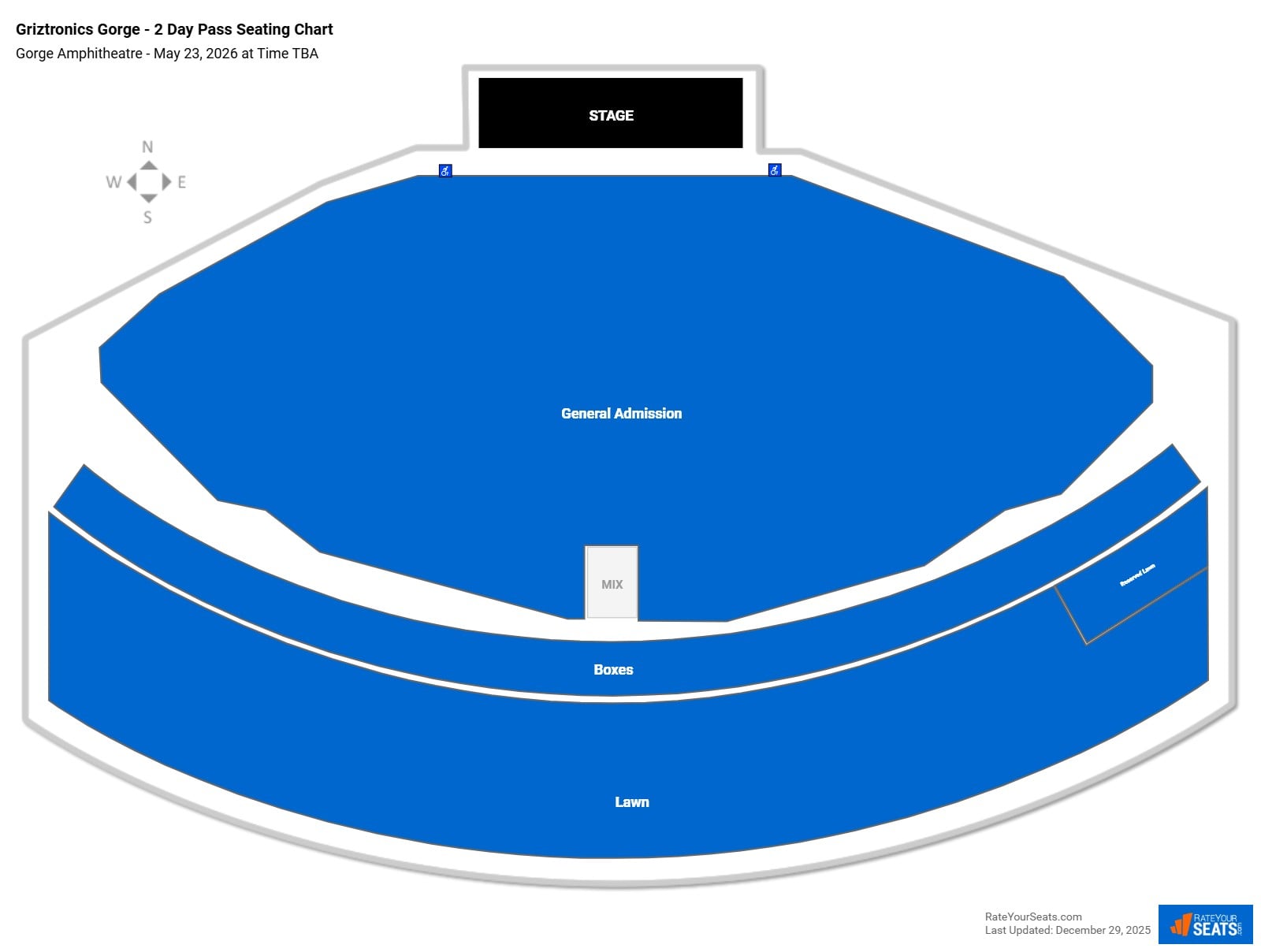 Griztronics Gorge - 2 Day Pass seating chart Gorge Amphitheatre
