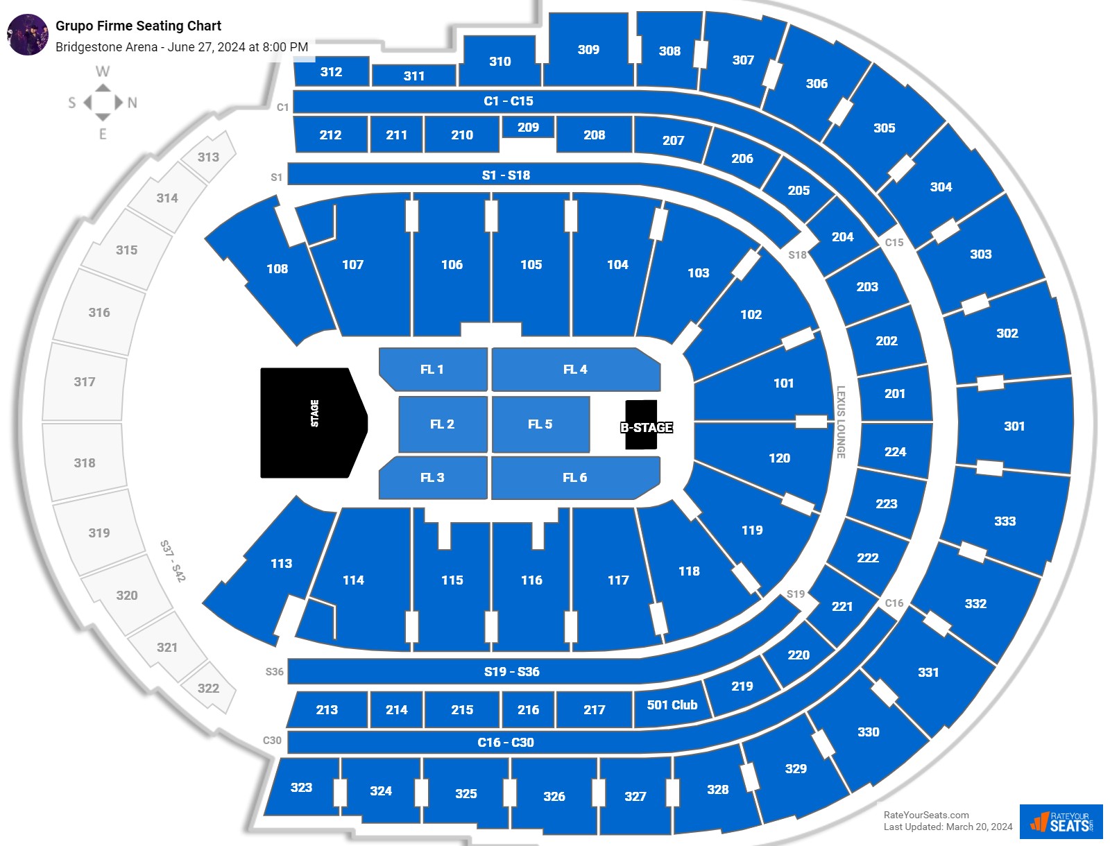 Bridgestone Arena Concert Seating Chart - RateYourSeats.com
