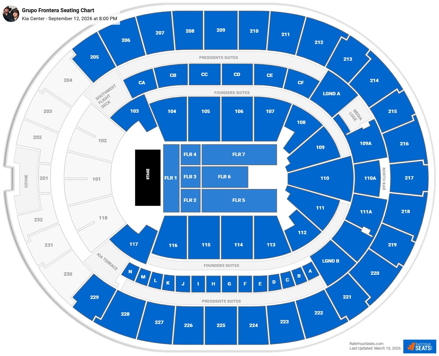 Grupo Frontera seating chart Kia Center