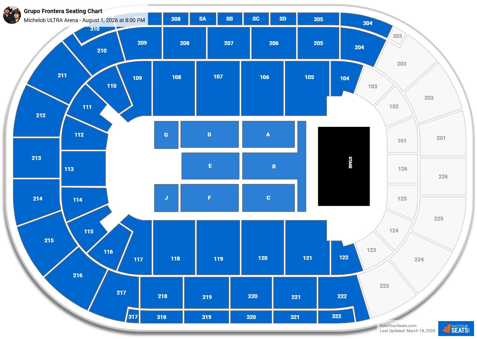 Grupo Frontera seating chart Michelob ULTRA Arena