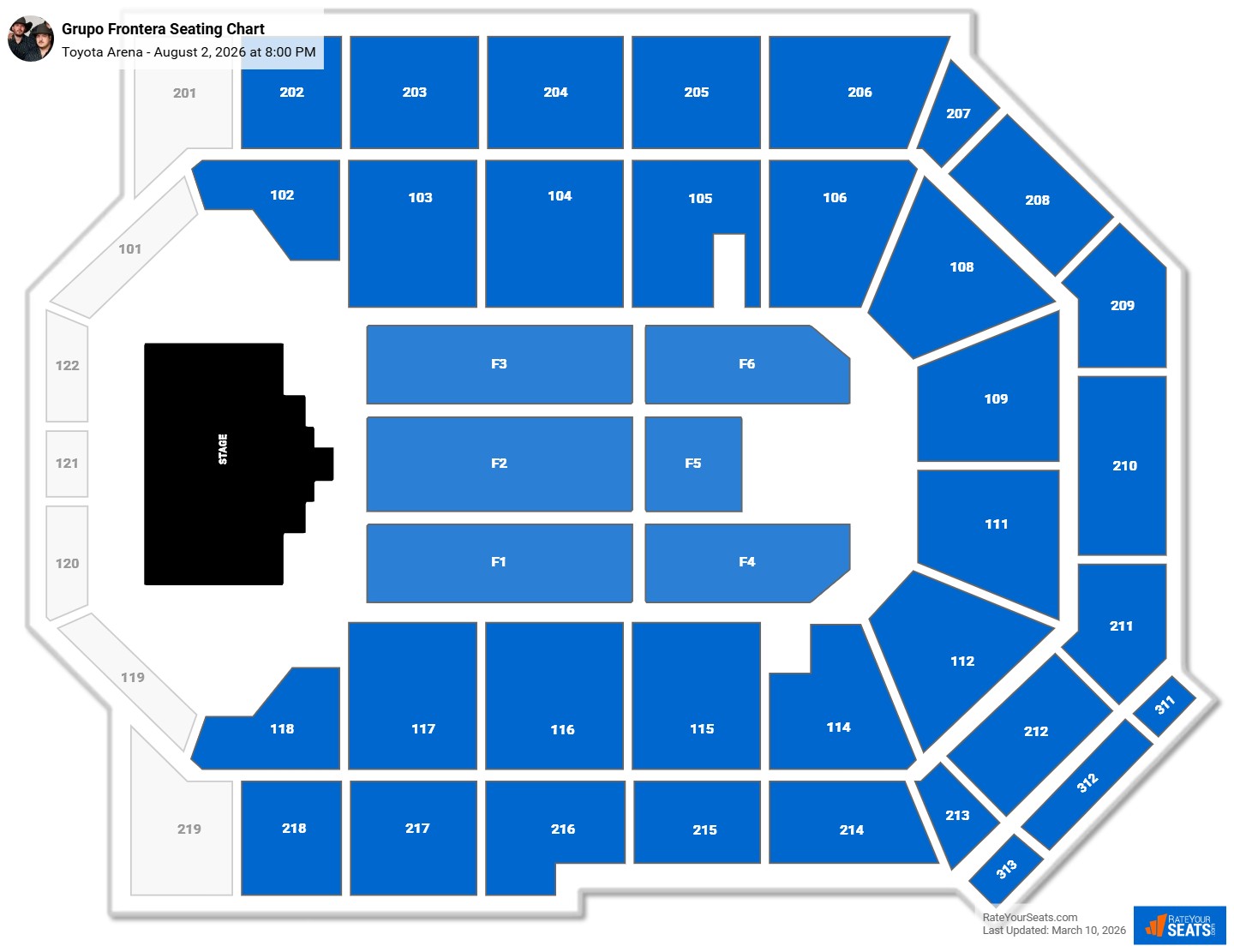 Grupo Frontera seating chart Toyota Arena