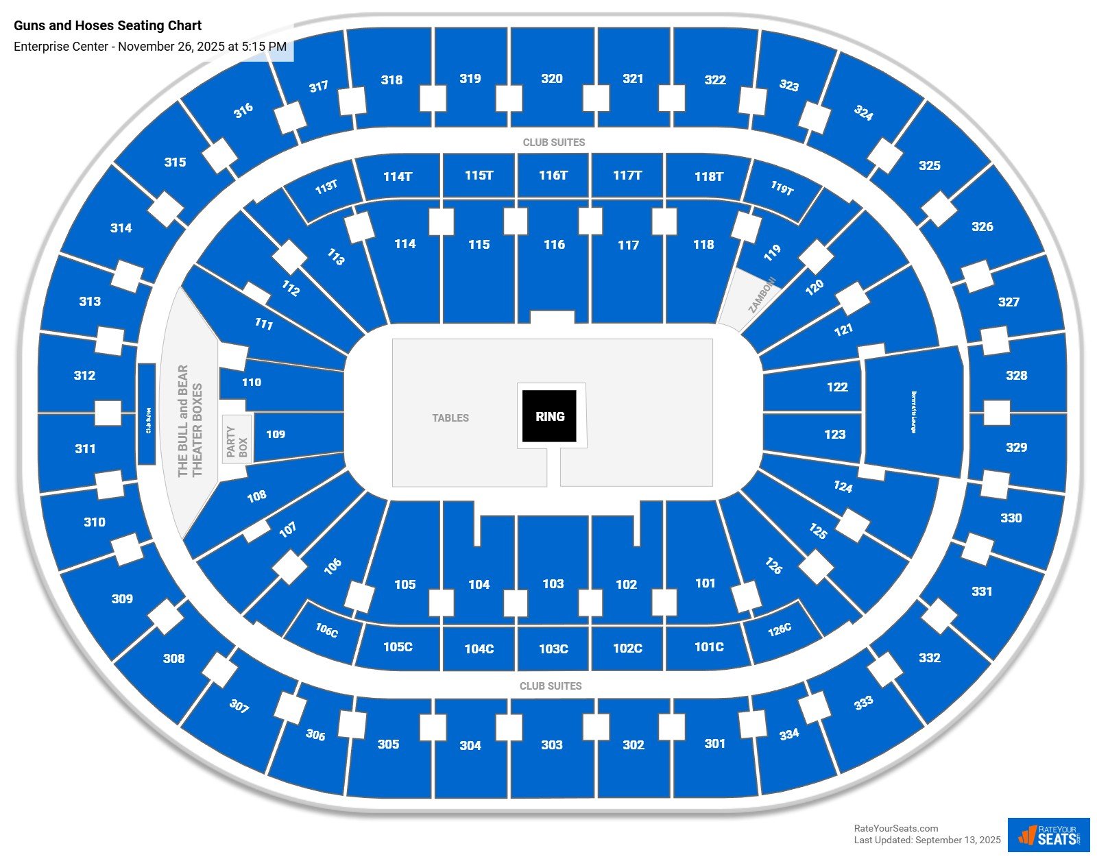 Guns and Hoses seating chart Enterprise Center