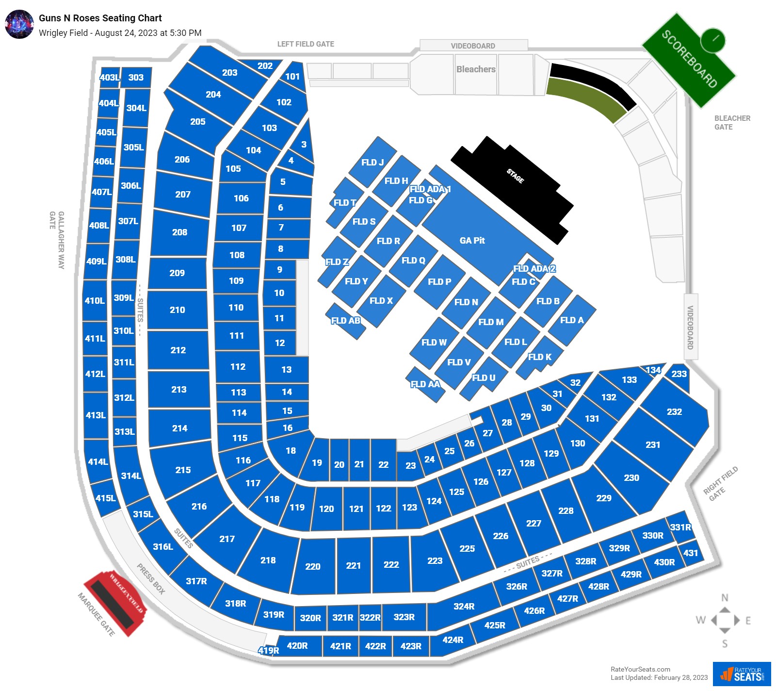 Wrigley Field Concert Seating Chart - RateYourSeats.com