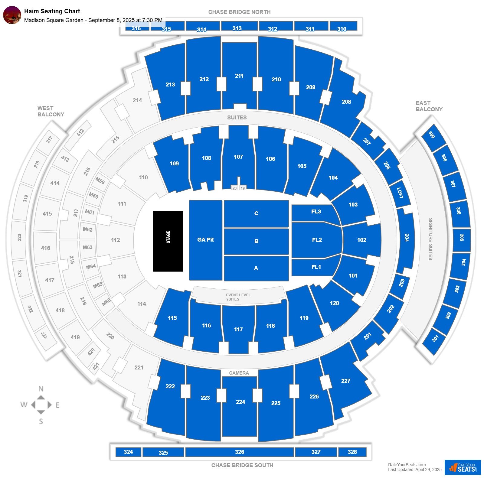 Haim seating chart Madison Square Garden