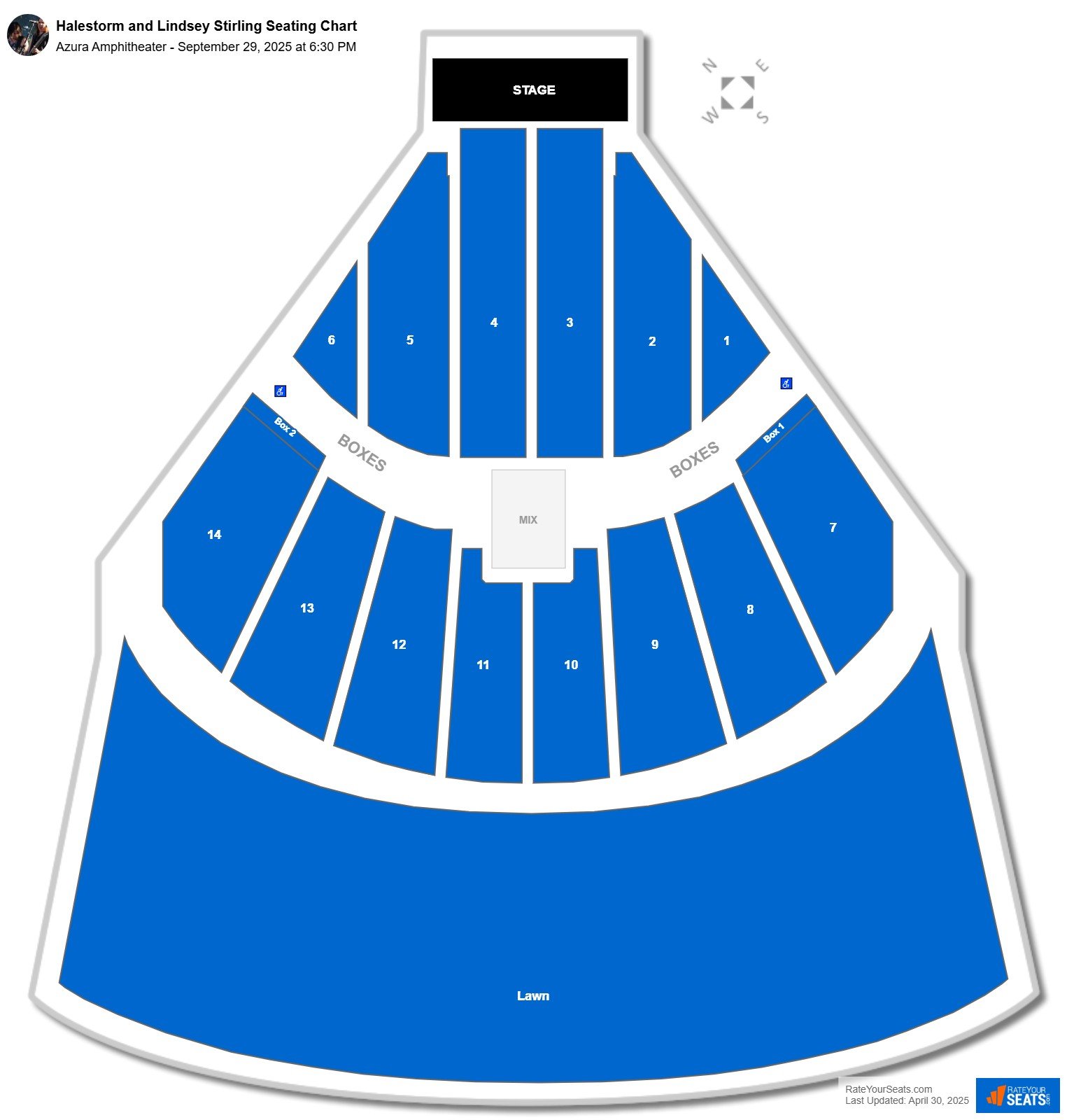 Halestorm and Lindsey Stirling seating chart Azura Amphitheater