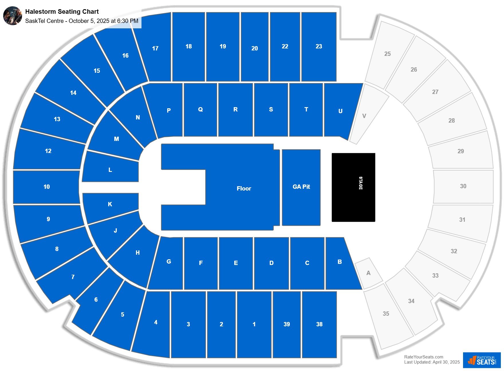 Halestorm seating chart SaskTel Centre