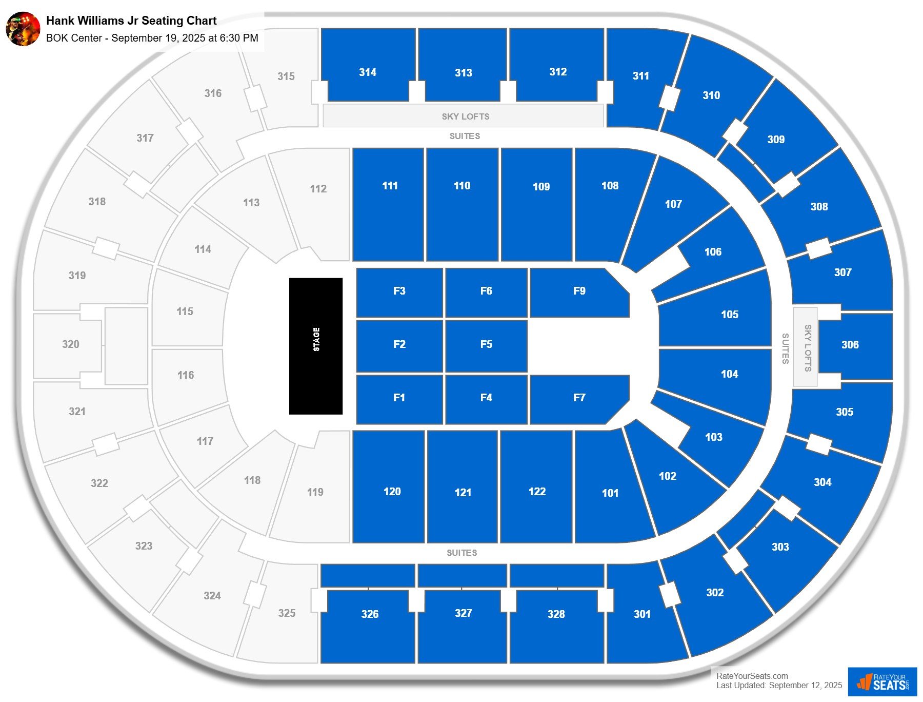 Hank Williams Jr seating chart BOK Center