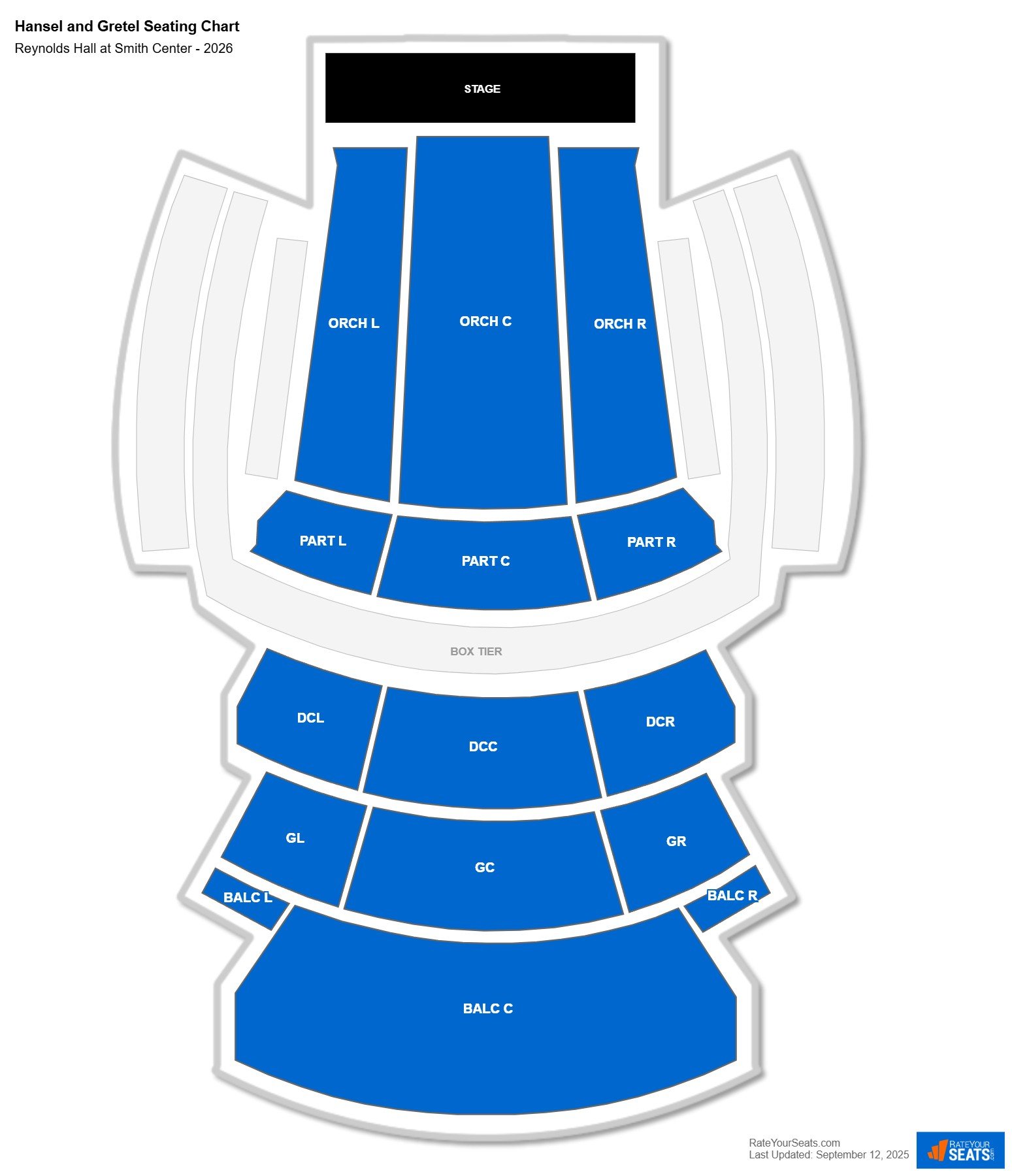 Hansel and Gretel seating chart Reynolds Hall at Smith Center