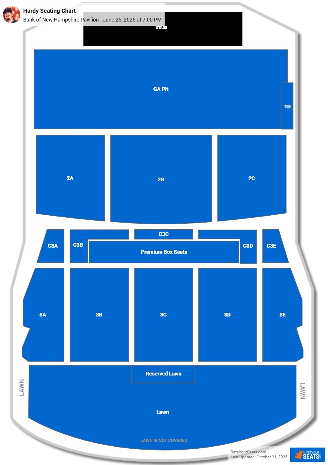 Hardy seating chart Bank of New Hampshire Pavilion