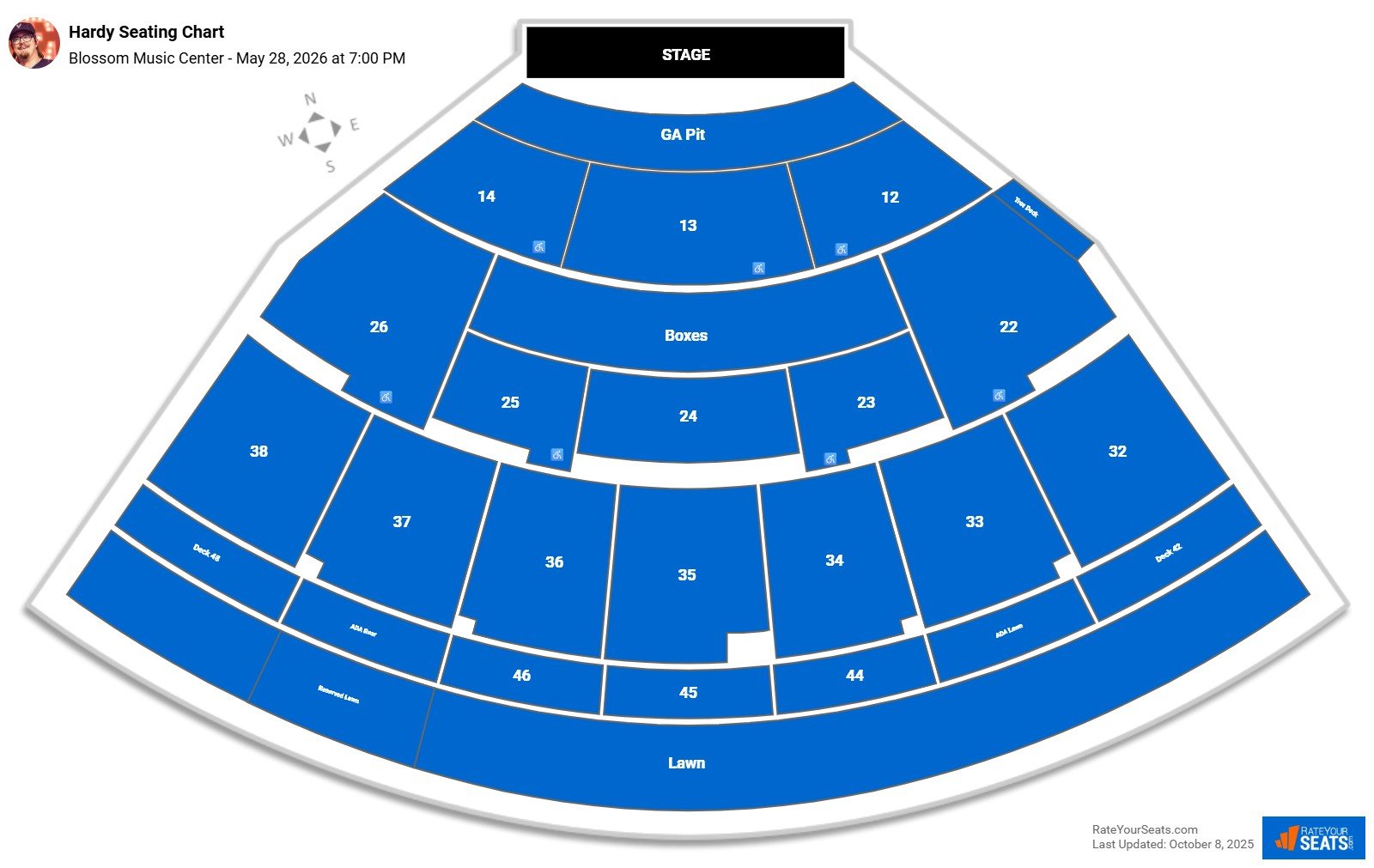 Hardy seating chart Blossom Music Center