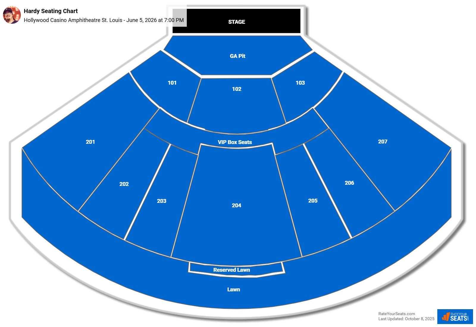 Hardy seating chart Hollywood Casino Amphitheatre St. Louis