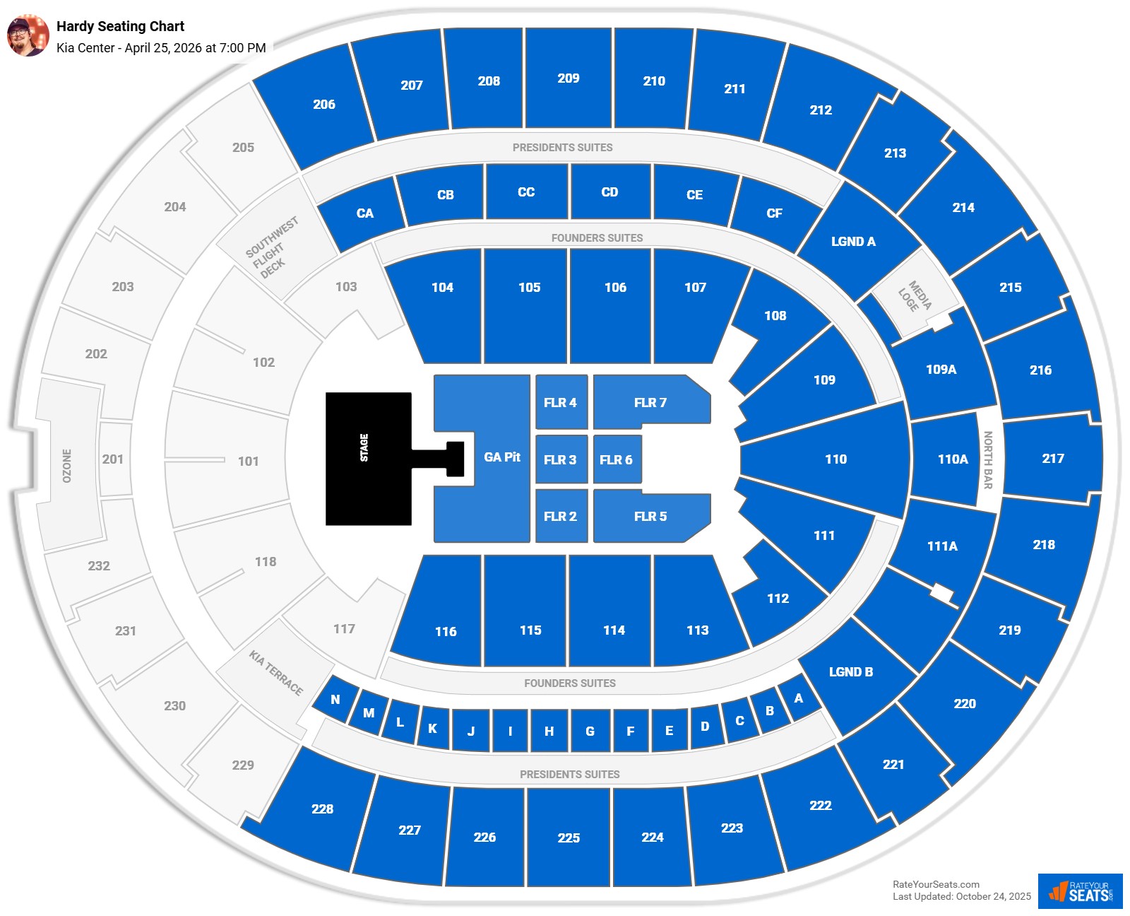 Hardy seating chart Kia Center