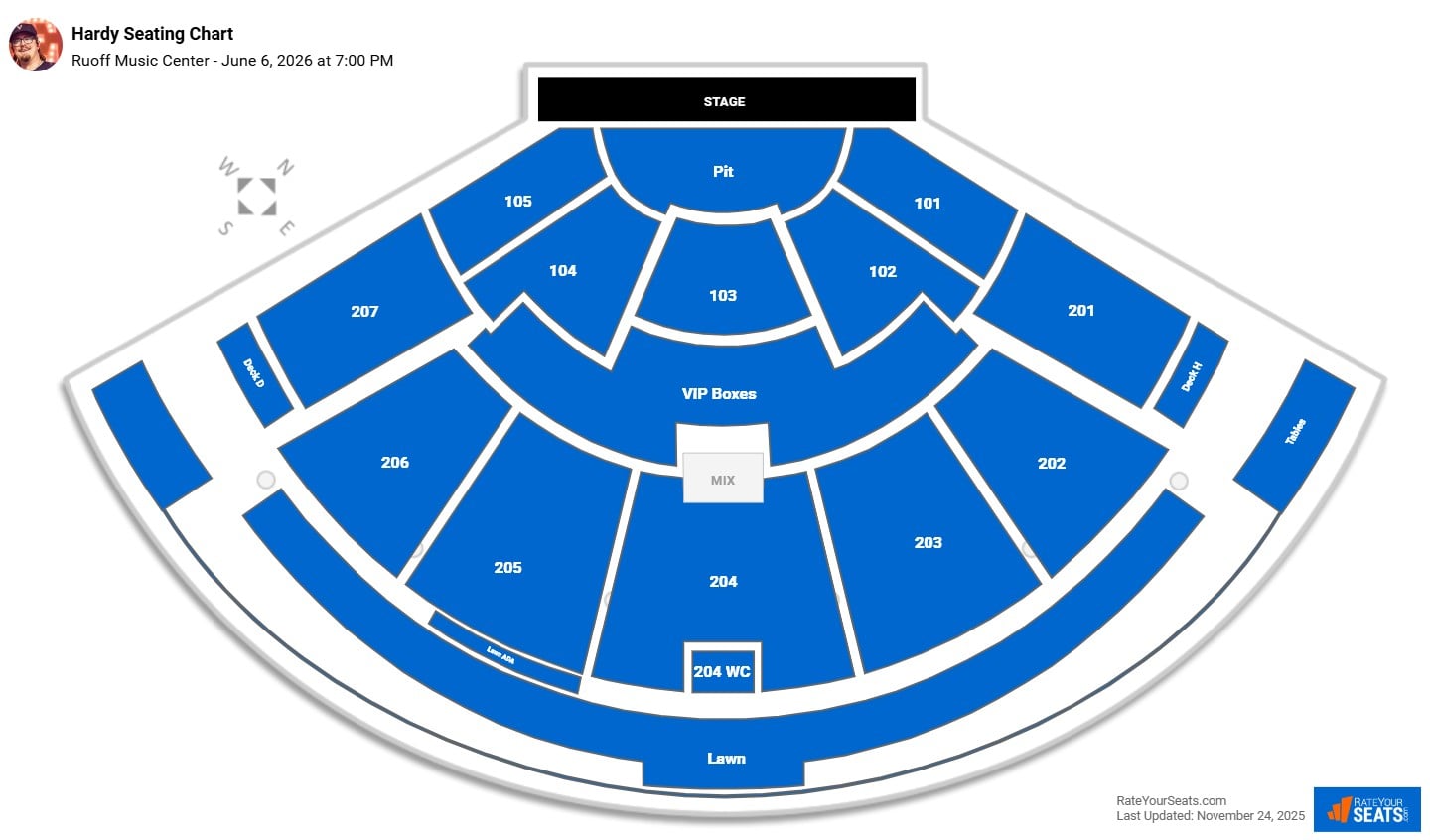 Hardy seating chart Ruoff Music Center
