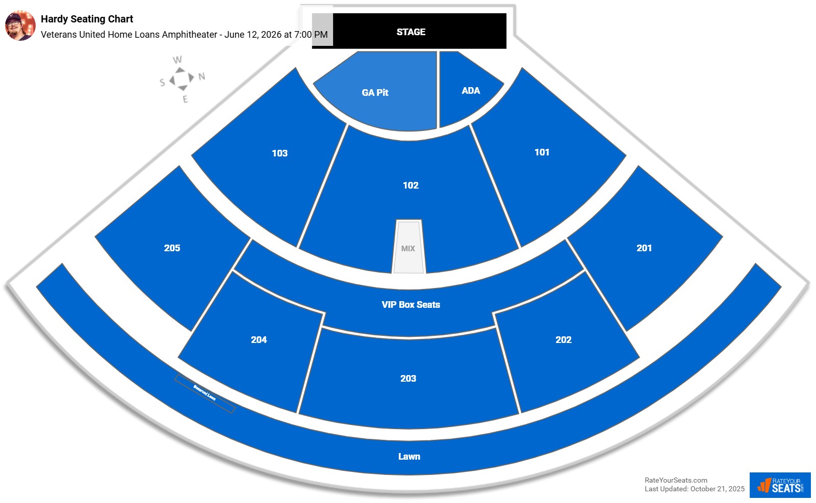 Hardy seating chart Veterans United Home Loans Amphitheater
