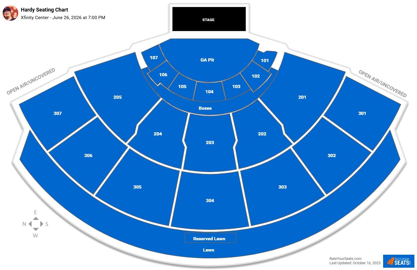 Hardy seating chart Xfinity Center (Mansfield)