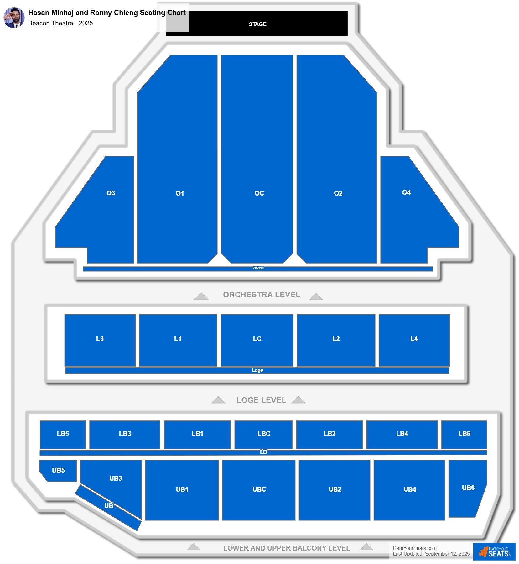 Hasan Minhaj and Ronny Chieng seating chart Beacon Theatre