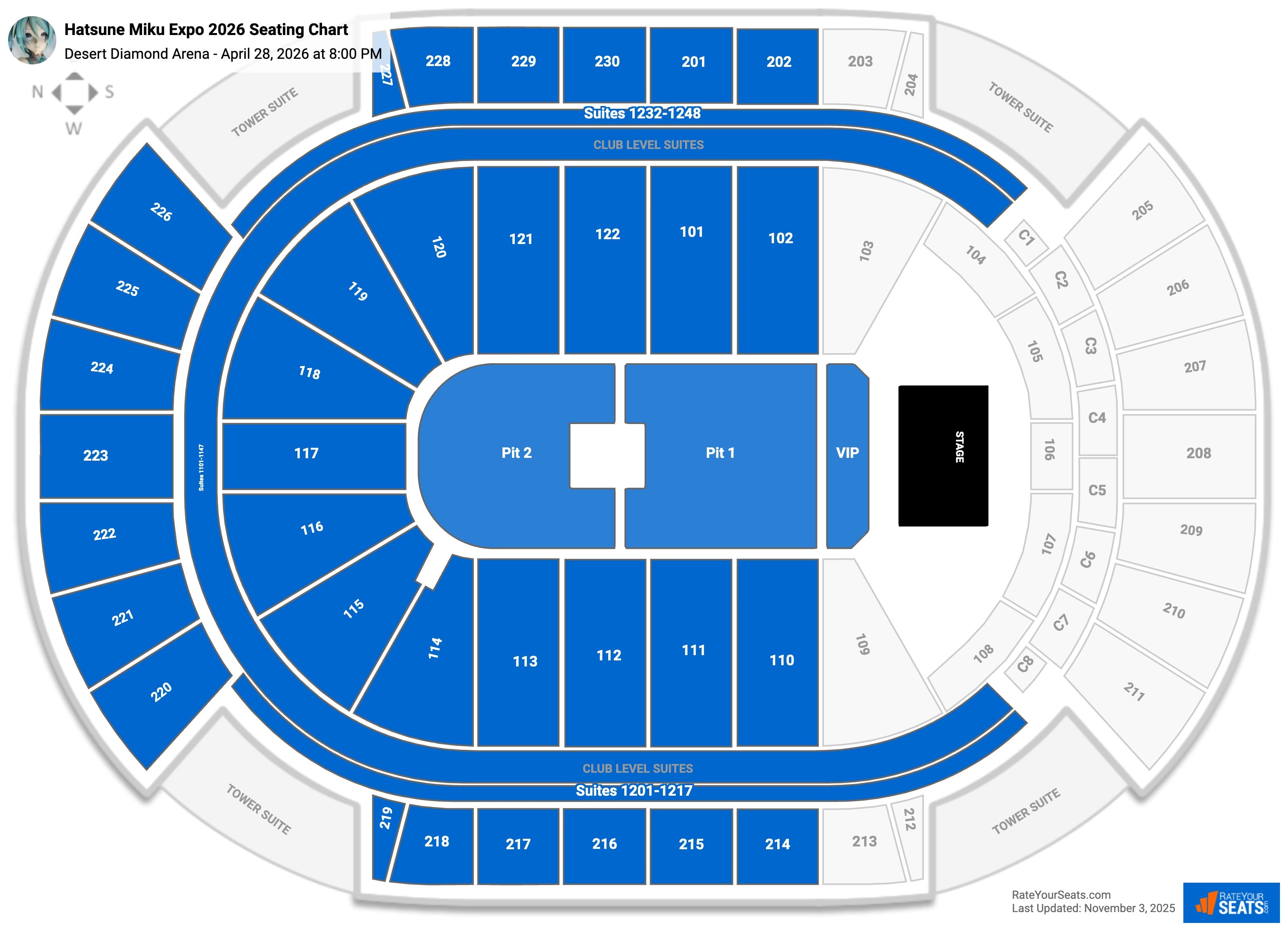 Hatsune Miku Expo 2026 seating chart Desert Diamond Arena