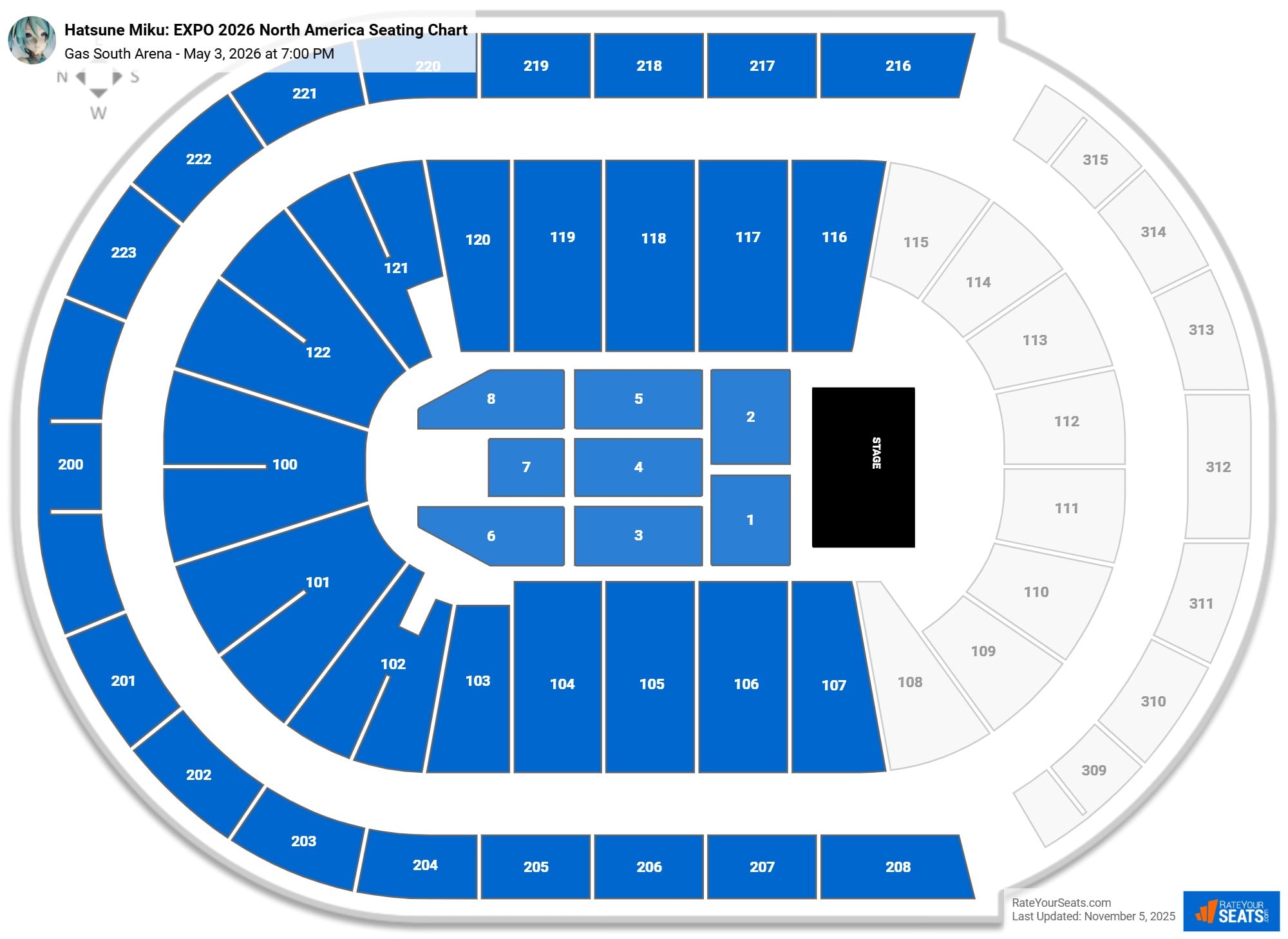 Hatsune Miku seating chart Gas South Arena