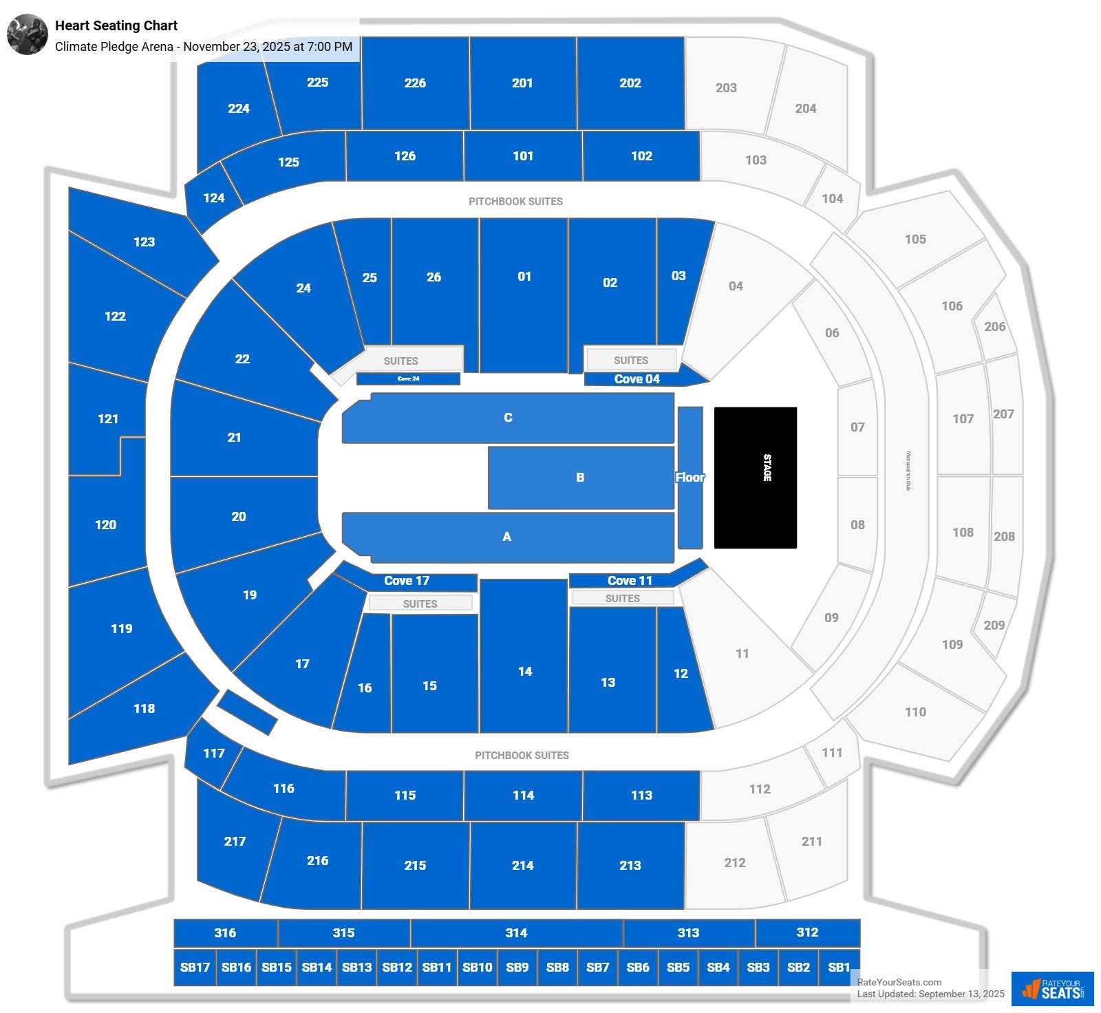Heart seating chart Climate Pledge Arena