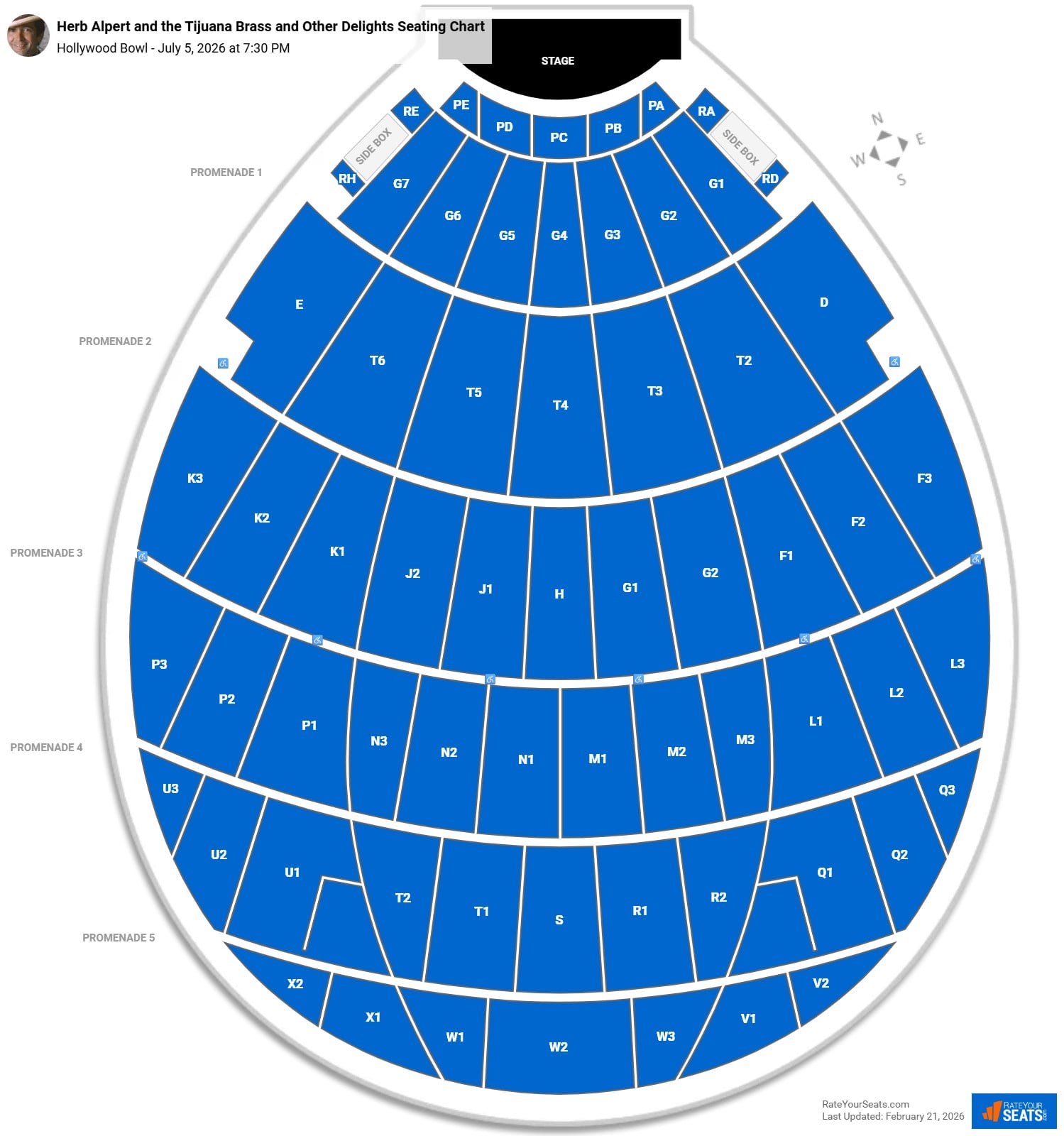 Herb Alpert and the Tijuana Brass and Other Delights seating chart Hollywood Bowl