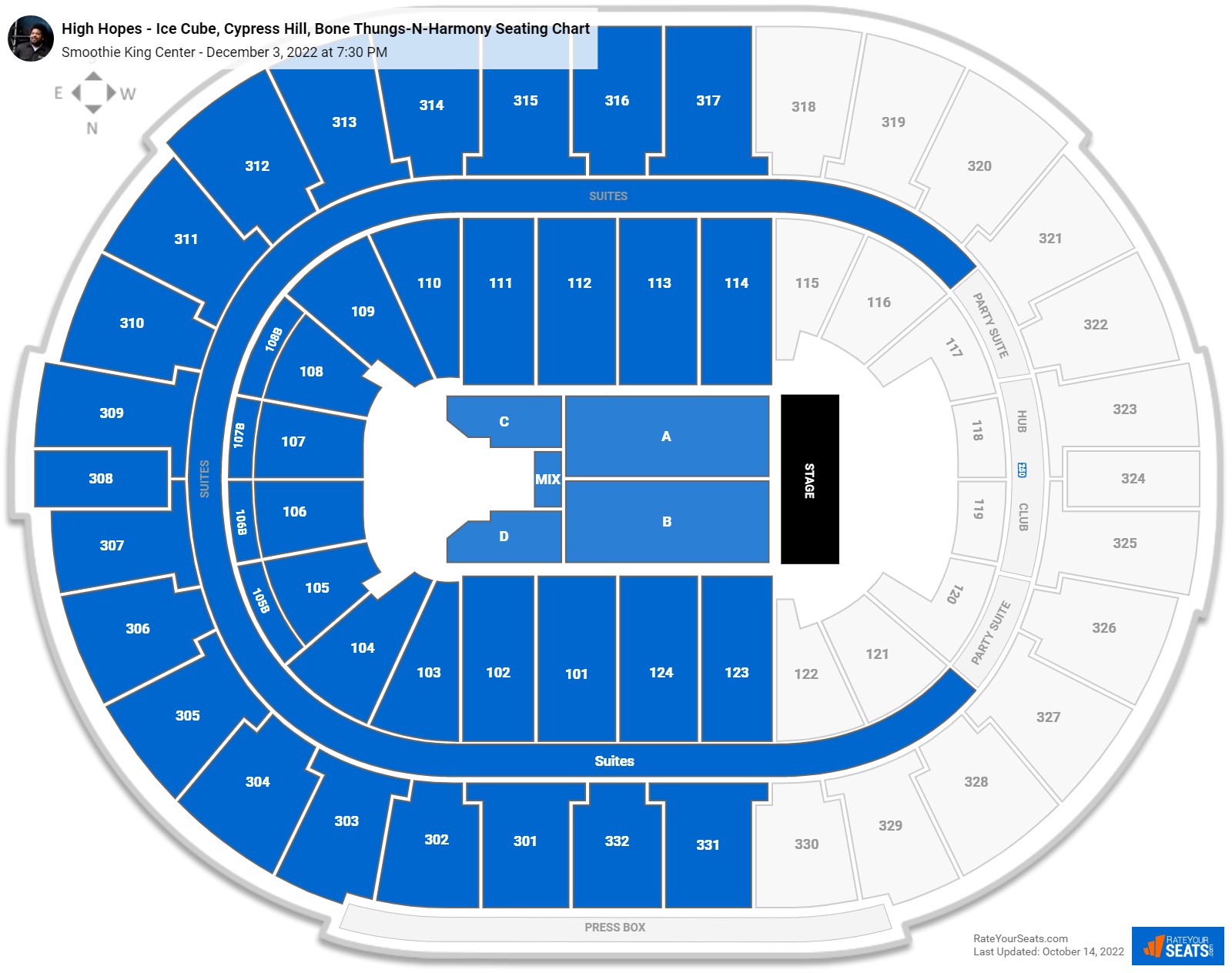 Smoothie King Center Concert Seating Chart