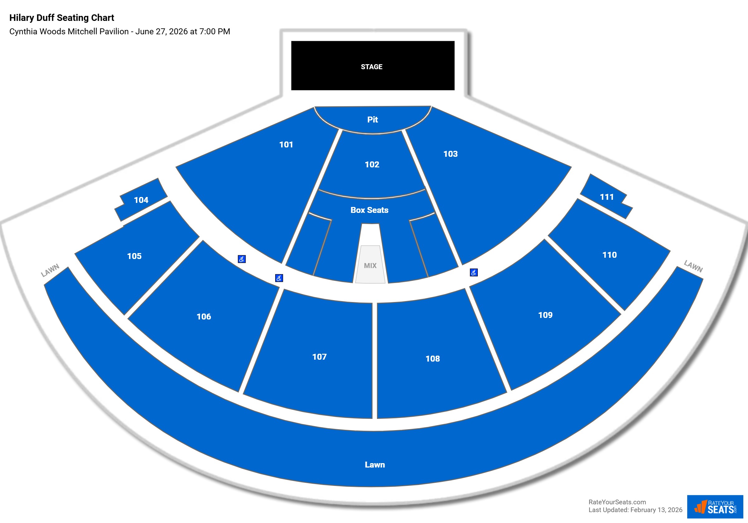 Hilary Duff seating chart Cynthia Woods Mitchell Pavilion